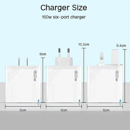 160W 6 Ports PD Fast Charging Wall Adapter ryshop