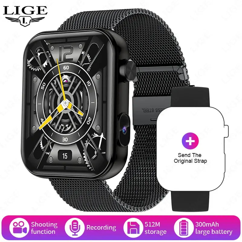 LIGE New 512MB Camera Smartwatch 1.91" HD Make Answer Call Video Sound Recording Sports Music Smart Watch For Android iOS 2025