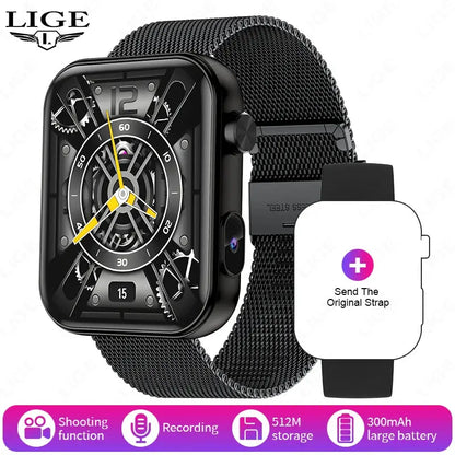 LIGE New 512MB Camera Smartwatch 1.91" HD Make Answer Call Video Sound Recording Sports Music Smart Watch For Android iOS 2025