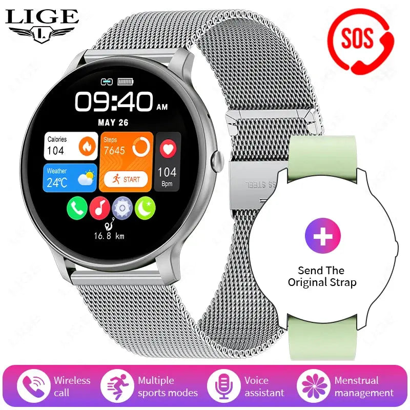 LIGE New 1.39" Watch Smart Watch 2025 New Women Men Bluetooth Call BT Music Wireless Charging Smartwatch Heart Rate Blood Oxygen