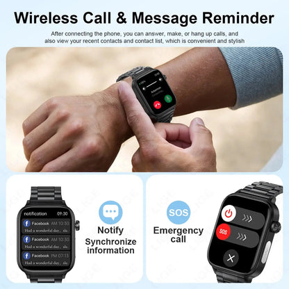LIGE 2025 New AI Healthy Diagnosis Blood Lipid Uric Acid Blood Pressure Smart Watch Men ECG+PPG Bluetooth Call Health Smartwatch