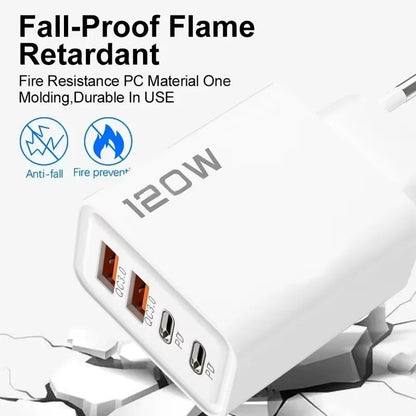 120W 4 Port USB Type C Charger - Fast Charging Adapter for Devices ryshop