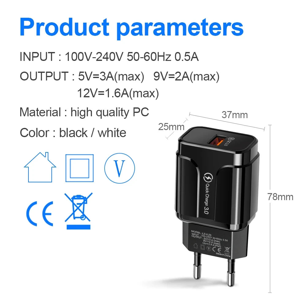 NNBILI Quick Charge 3.0 18W USB Charger ryshop