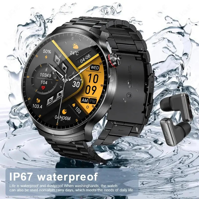 LIGE TWS 2 In 1 Headset Smart Watch 1.85" HD Wireless Bluetooth Calling Health Monitor Sports Fitness Watches With Headphones
