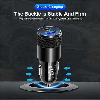 USB Car Charger Type C Dual Ports Fast Charging Phone Adapter ryshop