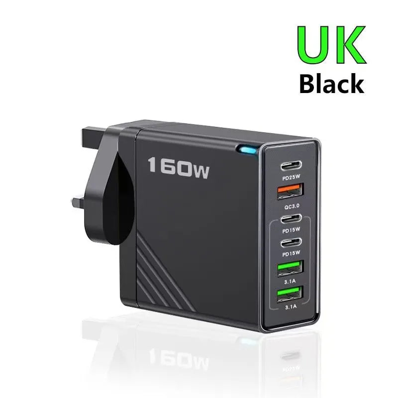 160W 6 Ports PD Fast Charging Wall Adapter ryshop
