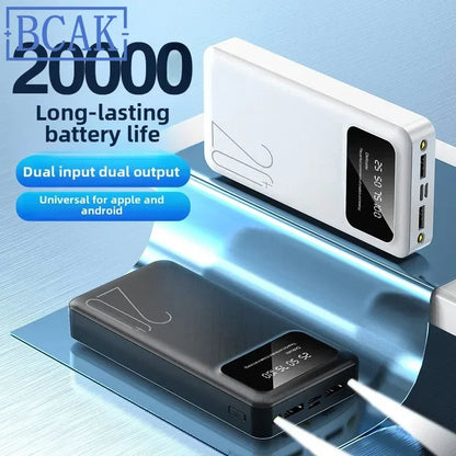 BCAK 20000mAh Mini Power Bank with Built-in Cable and Fast Charging ryshop