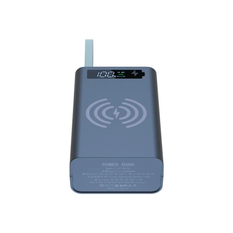 12X18650 Charging Battery Case - T12 Wireless Power Bank with Light ryshop