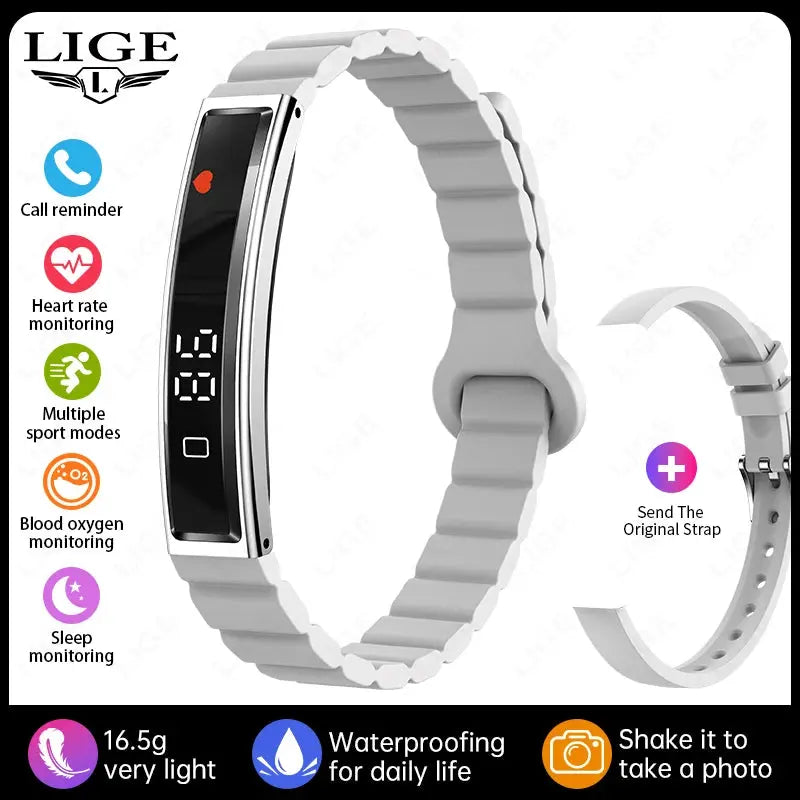 LIGE Smart Bracelet Heart Rate Blood Oxygen Health Monitor Pedometer Sports Fitness Tracker For Men Women Electronic Smartwatch