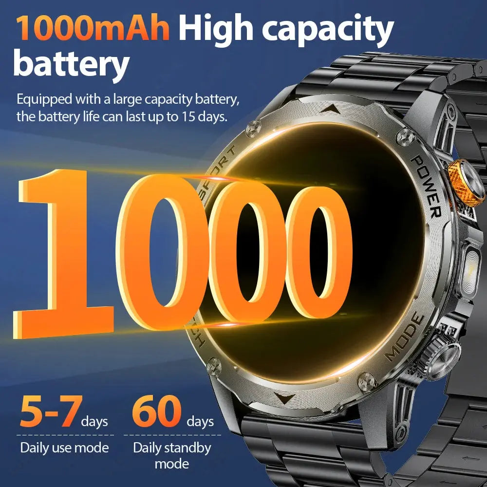 LIGE New Military Outdoor Sport Smart Watch Men Flashlight IP68 Waterproof 1.7" HD Wireless Call Smartwatch 1000mAh Big Battery ryshop