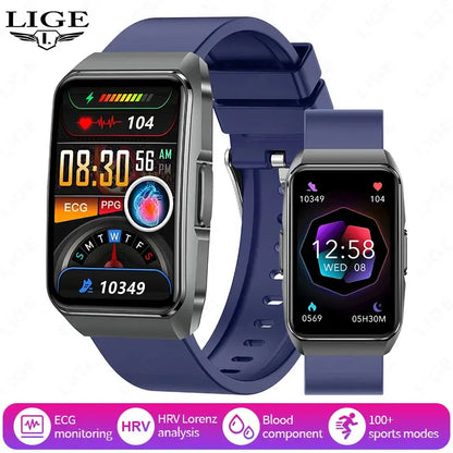 LIGE 2025 New AI Diagnosis Blood Lipids Uric Acid Body Composition Test Smart Watch Men ECG+PPG Bluetooth Call Health Smartwatch