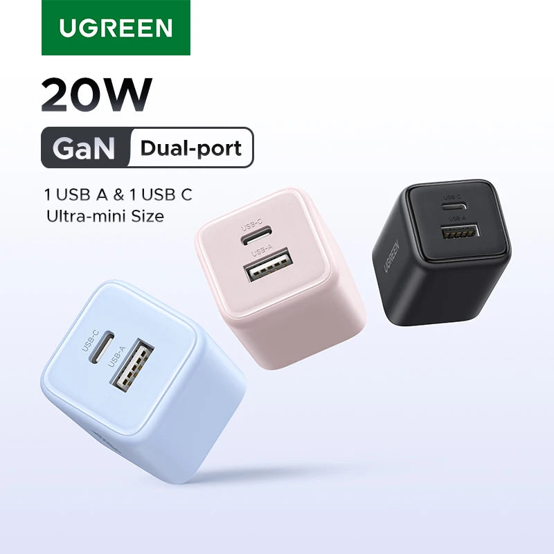 UGREEN 20W GaN Charger PD3.0 Mini USB C Phone Charger ryshop