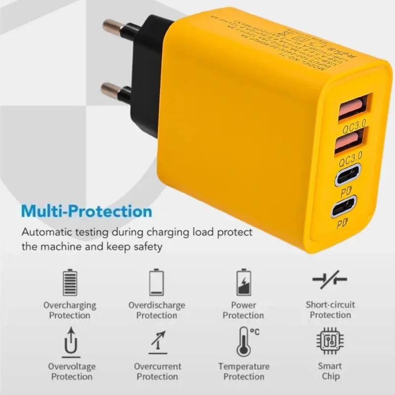 120W Fast Charging 4 Ports Mobile Phone Charger ryshop