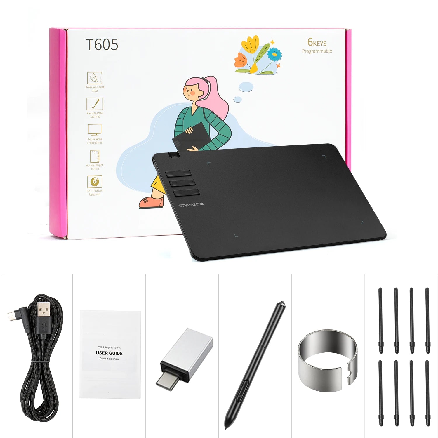 SPASEEBA T605 Graphics Tablet for Drawing, Painting, and Gaming OSU ryshop