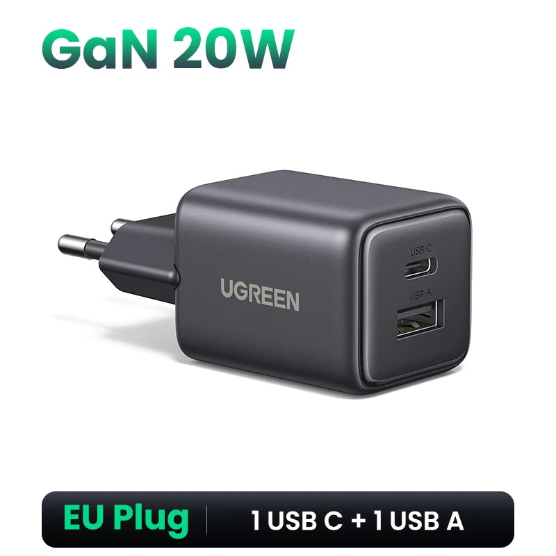 UGREEN 20W GaN Charger PD3.0 QC3.0 Mini USB C Phone Charger ryshop