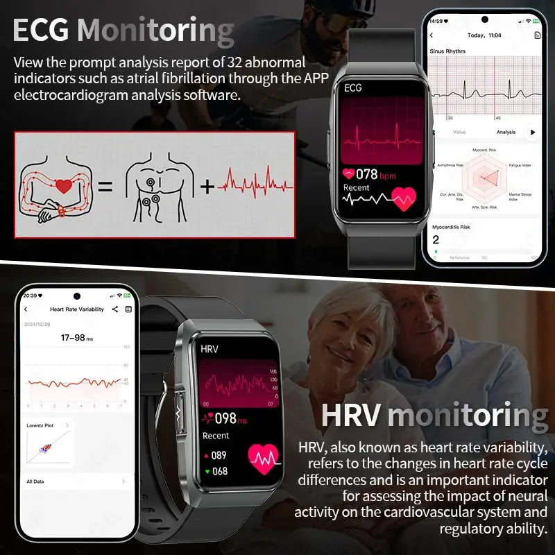 LIGE 2025 New AI Diagnosis Blood Lipids Uric Acid Body Composition Test Smart Watch Men ECG+PPG Bluetooth Call Health Smartwatch