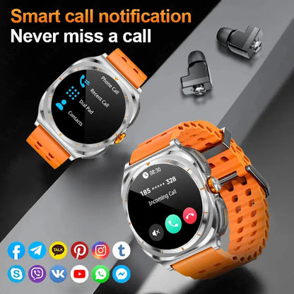 LIGE Headset Smart Watch 2 In 1 TWS Wireless Headphone BT Call Music Smartwatch Health Monitoring 400mAh Waterproof Sports Watch