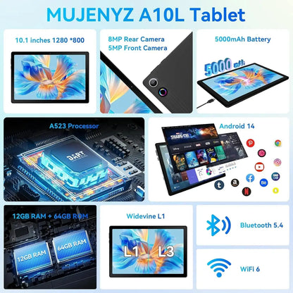 URAO A10L Android 14 Tablet Kit – 10.1-inch with Accessories ryshop