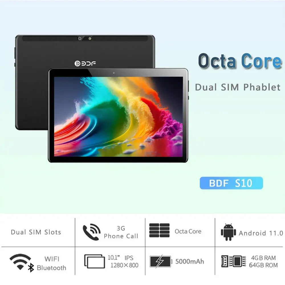BDF Android Tablet New 10.1" - Octa Core Dual SIM 3G ryshop