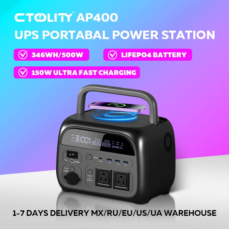 CTOLITY AP400 Solar Generator - 346Wh Portable Power Station ryshop