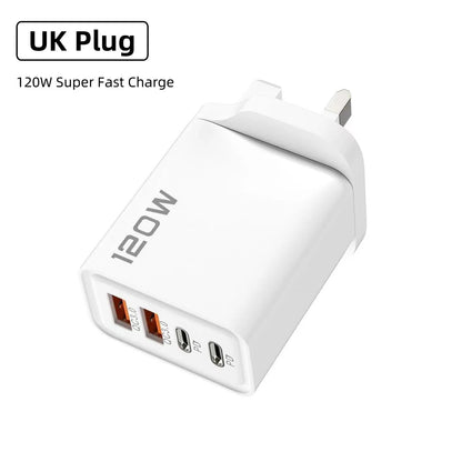 120W Fast Charging 4 Ports Mobile Phone Charger ryshop