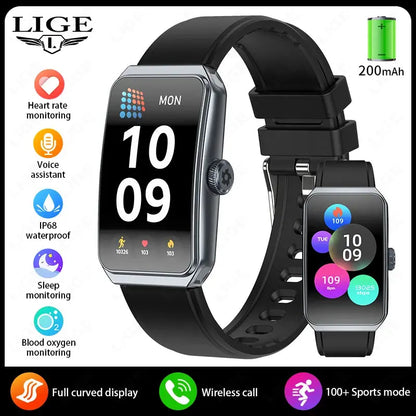 LIGE 2025 New 1.47" HD Curved Screen Smartwatch Men Women Bluetooth Call AI Voice Fitness Tracker Smart Watch For Android IOS