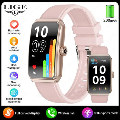 LIGE 2025 New 1.47" HD Curved Screen Smartwatch Men Women Bluetooth Call AI Voice Fitness Tracker Smart Watch For Android IOS