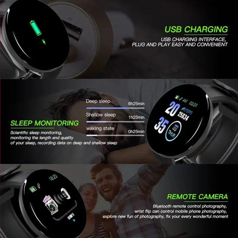 D18 Smart Watch for Men and Women - Blood Pressure Waterproof Fitness Tracker ryshop