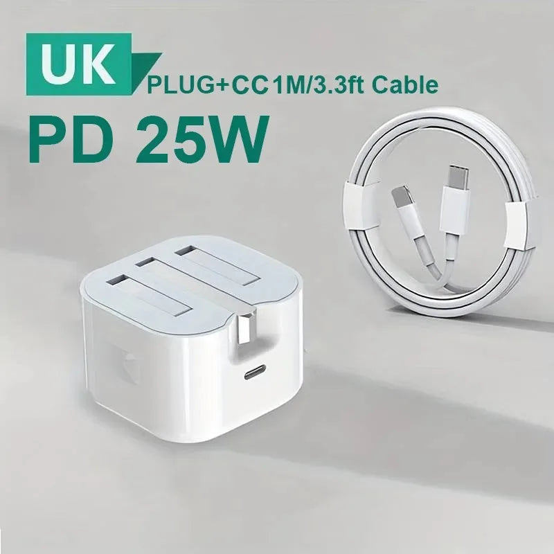 UK USB C Charger for iPhone 15 14 13 Pro - 25W Fast Charging Adapter ryshop