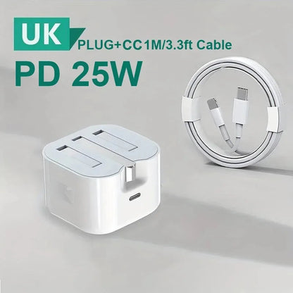 UK USB C Charger for iPhone 15 14 13 Pro - 25W Fast Charging Adapter ryshop