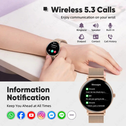 LIGE New 8mm Ultra Slim 1.27" HD Smart Watch Women Heart Rate Female Menstrual Period Health Monitor BT Call Fashion Smartwatch