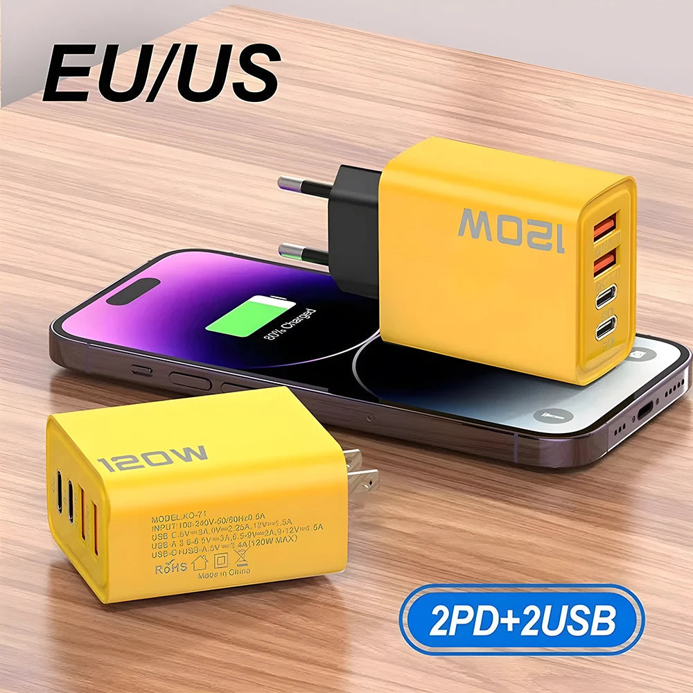 EOENKK USB C PD Charger Quick Charge 3.0 - 4 Ports Fast Charging Adapter ryshop
