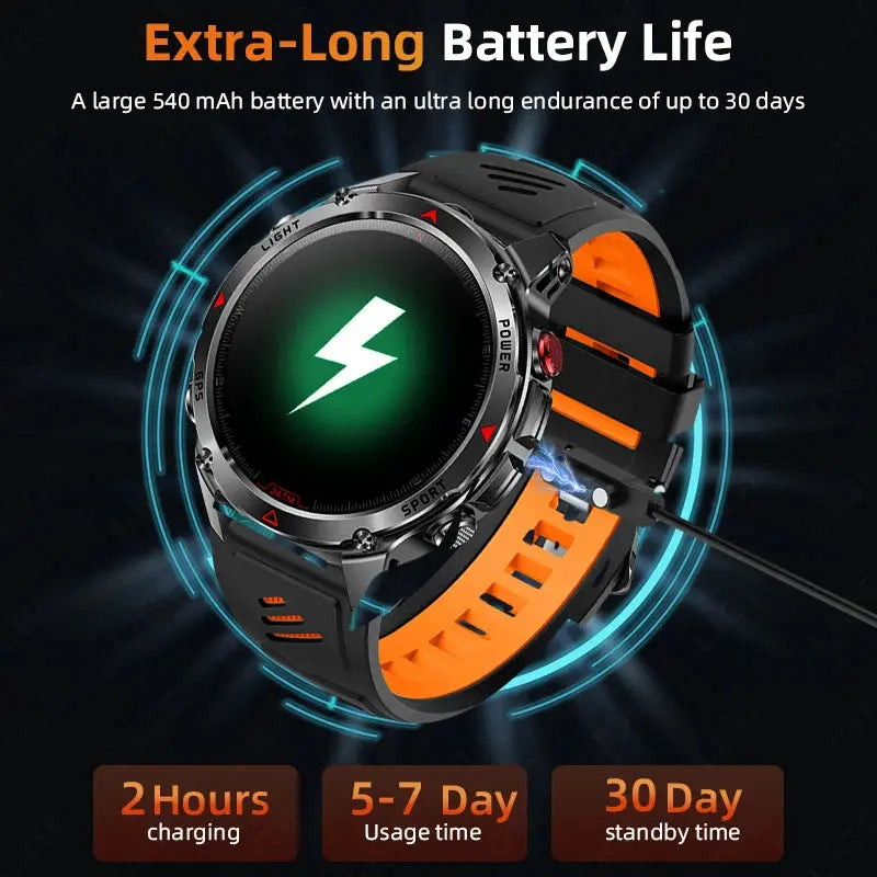 LIGE 2025 New Professional GPS Track Sports Smartwatch Outdoor RIDE Run Compass Altimeter 3ATM Fitness Bracelets 540mAh Watches