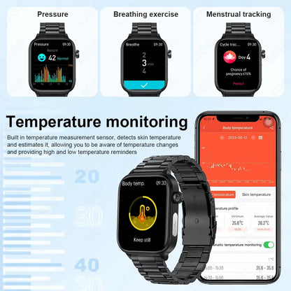 LIGE 2025 New AI Healthy Diagnosis Blood Lipid Uric Acid Blood Pressure Smart Watch Men ECG+PPG Bluetooth Call Health Smartwatch