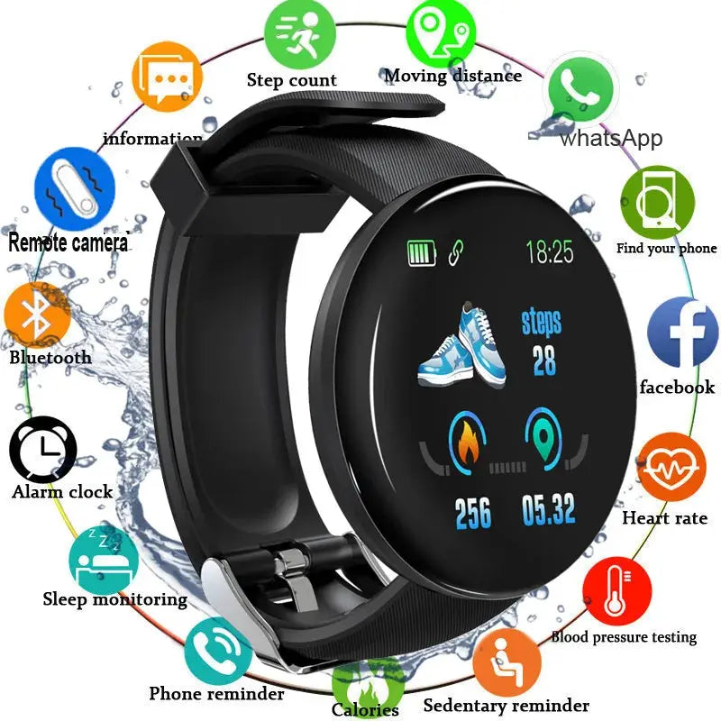 D18 Smart Watch for Men and Women - Blood Pressure Waterproof Fitness Tracker ryshop