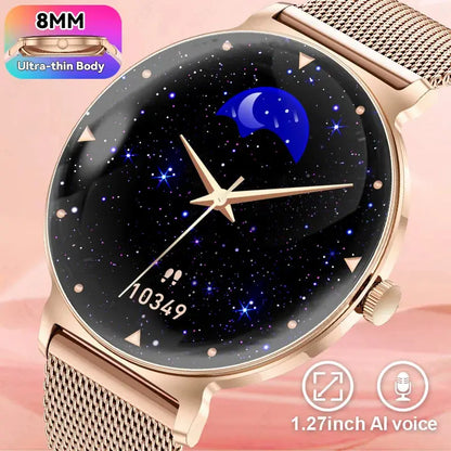 LIGE New 8mm Ultra Slim 1.27" HD Smart Watch Women Heart Rate Female Menstrual Period Health Monitor BT Call Fashion Smartwatch