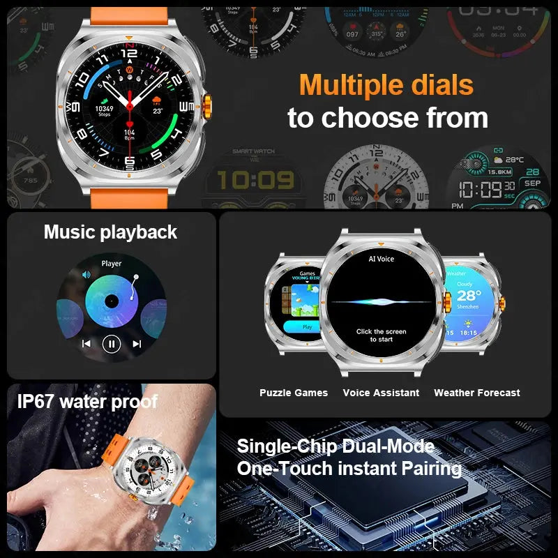 LIGE Headset Smart Watch 2 In 1 TWS Wireless Headphone BT Call Music Smartwatch Health Monitoring 400mAh Waterproof Sports Watch