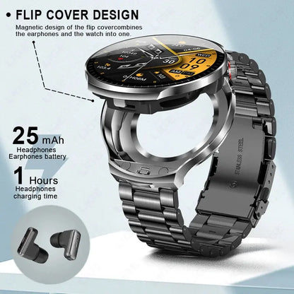 LIGE TWS 2 In 1 Headset Smart Watch 1.85" HD Wireless Bluetooth Calling Health Monitor Sports Fitness Watches With Headphones