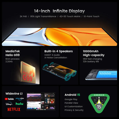 Teclast T70 Tablet 2025 - 14" FHD Android 15 ryshop
