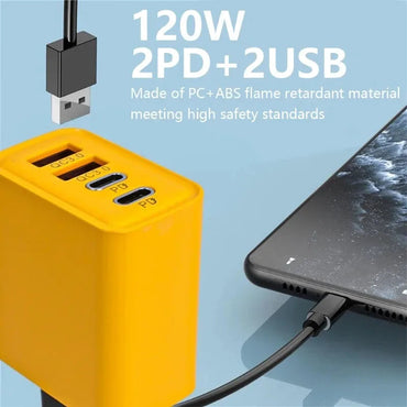 120W Fast Charging 4 Ports Mobile Phone Charger ryshop