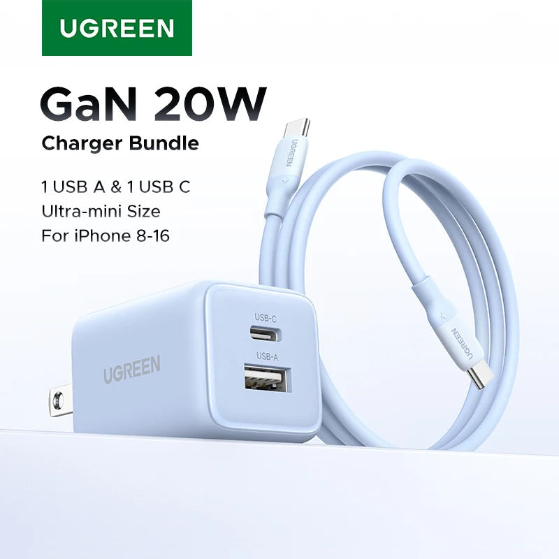 UGREEN 20W GaN Charger PD3.0 Mini USB C Phone Charger ryshop