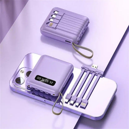 Mirror Screen Mini Fast Charge 20000mAh Power Bank with Built-In Cables ryshop