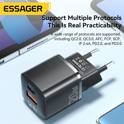 Essager 20W GaN USB Type C Charger - Fast Charge for Phones and Tablets ryshop