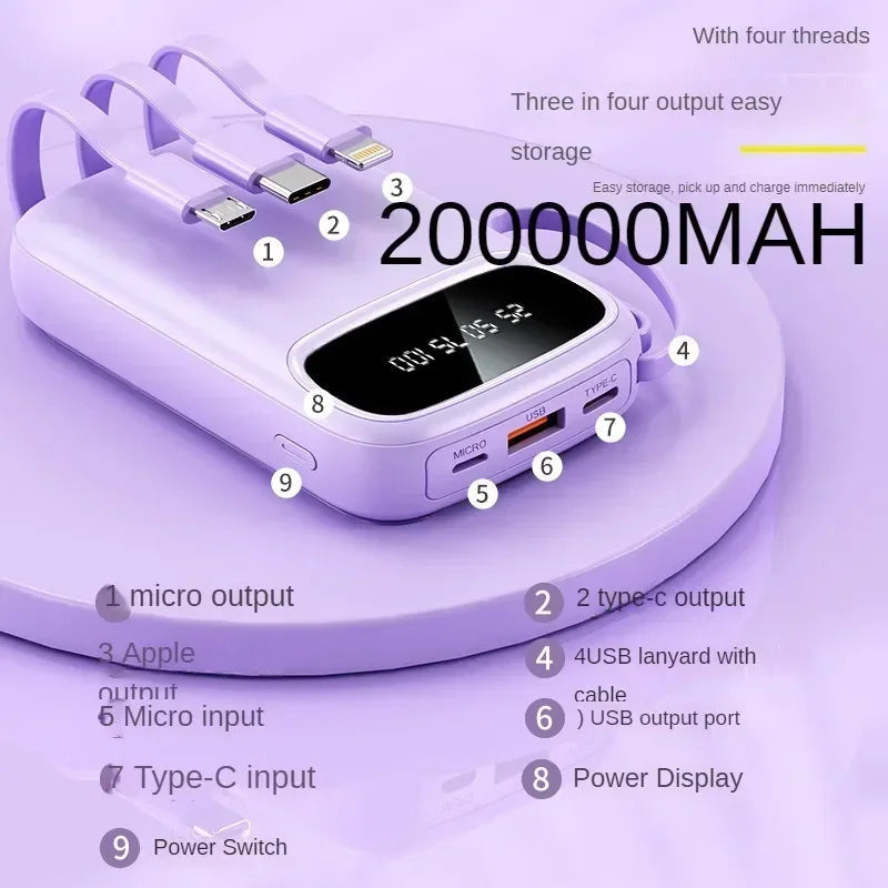 BCAK 20 Milliampere Wholesale Power Bank with Built-in Cable ryshop