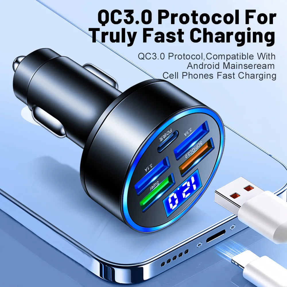 Fast Charging 150W 5 Ports Car Charger PD QC3.0 ryshop