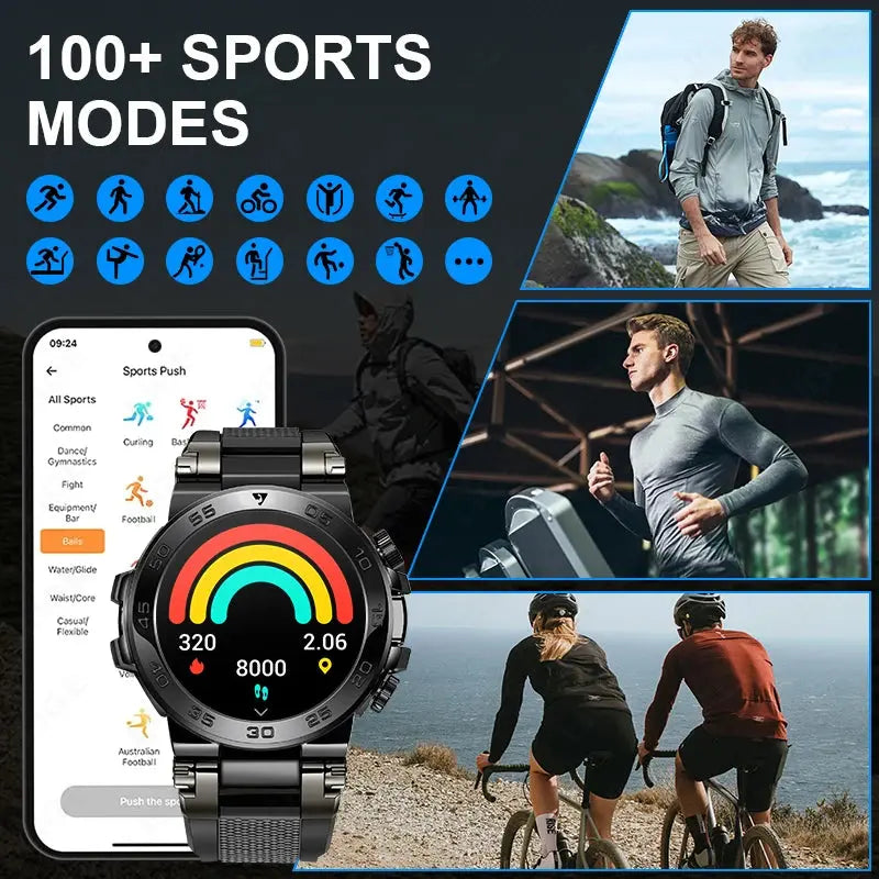 LIGE 1.53" HD Men Smart Watch With LED Flashlight Outdoor Sports IP68 Waterproof Fitness Tracker Bluetooth Call Smartwatch Man
