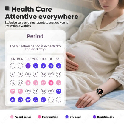 LIGE New 8mm Ultra Slim 1.27" HD Smart Watch Women Heart Rate Female Menstrual Period Health Monitor BT Call Fashion Smartwatch