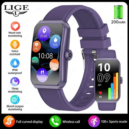 LIGE 2025 New 1.47" HD Curved Screen Smartwatch Men Women Bluetooth Call AI Voice Fitness Tracker Smart Watch For Android IOS
