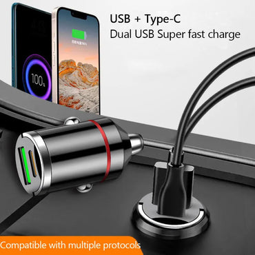 100W Dual Ports Mini USB Car Charger - Super Fast Charging Adapter ryshop