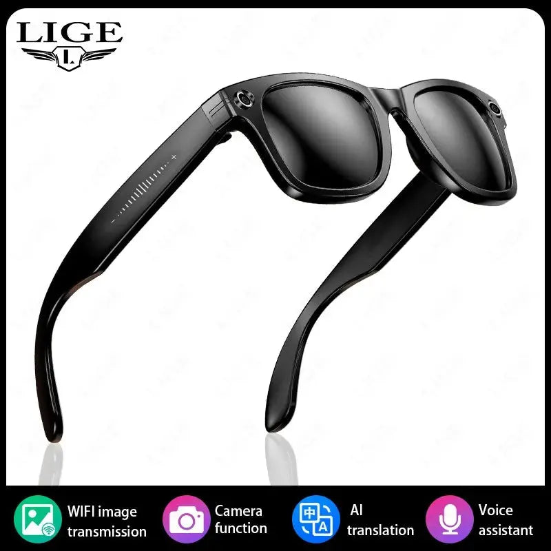 LIGE AI Smart Glasses 8MP Camera Video Recording Translator Sunglasses Men Women Bluetooth Call Music Play Color-Changing Lenses ryshop